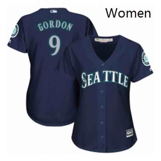 Womens Majestic Seattle Mariners 9 Dee Gordon Authentic Navy Blue Alternate 2 Cool Base MLB Jersey